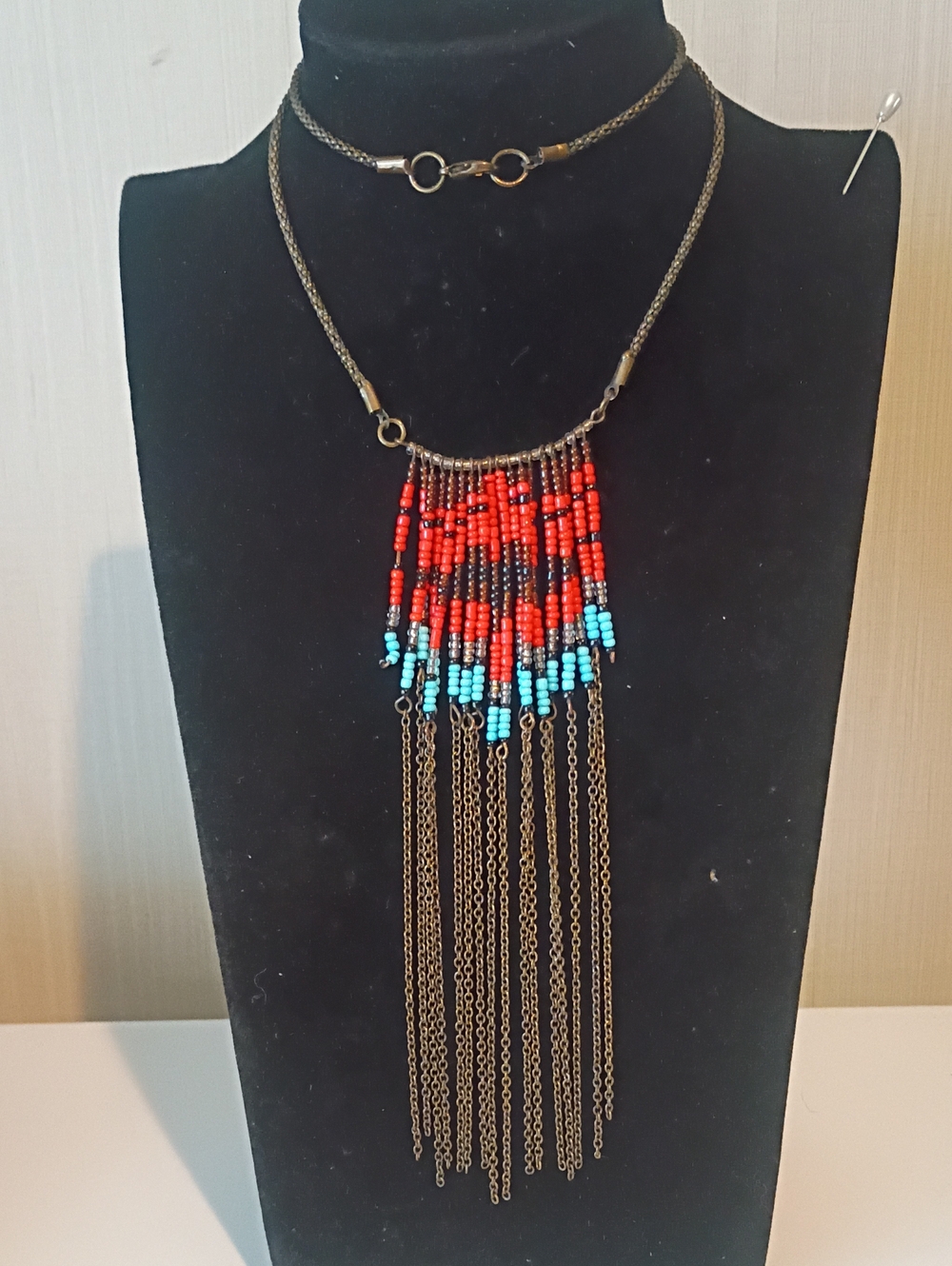 Beautiful Bohemian-Style Beaded Fringe Necklace Balanced Structured Artisan